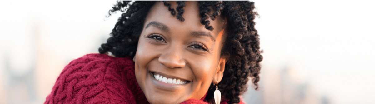 happy woman with corrected vision